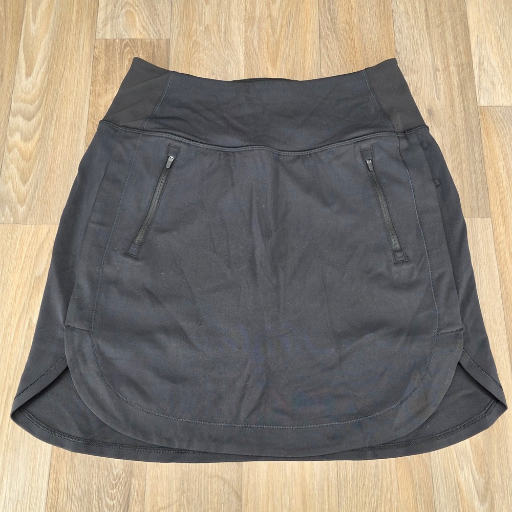 Athleta Fairway Golf Skort 18" Small Black Active Skirt with Pockets Womens